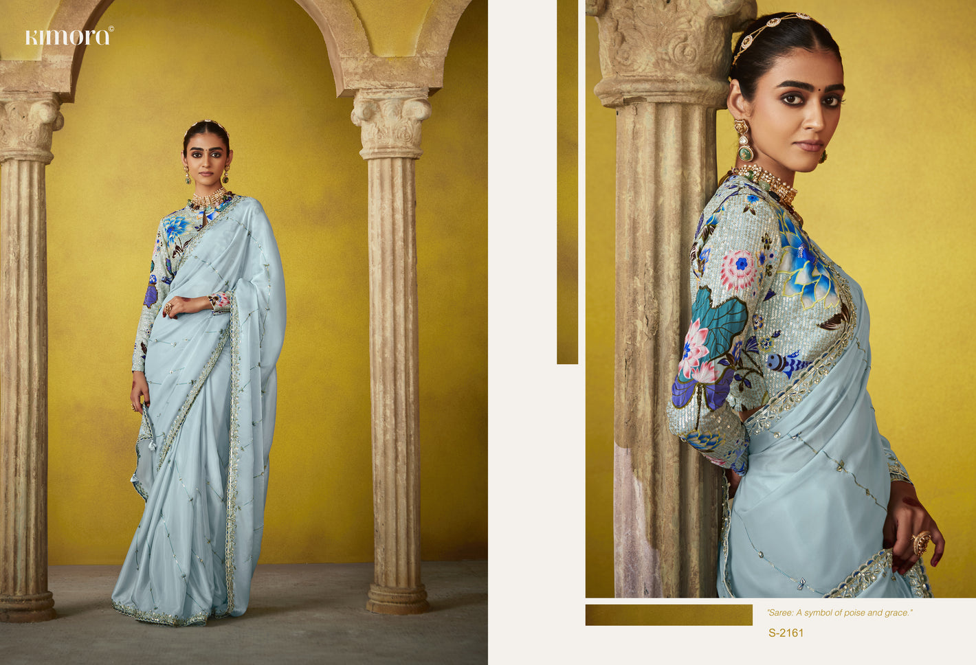 Serene Sky Blue Saree with an Exquisite Embroidered Blouse