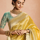 Yellow Kanjivaram Silk Saree with Sea Green Embroidered Blouse