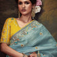 ICE BLUE DESIGNER ORGANZA SILK SAREE