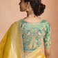 Yellow Kanjivaram Silk Saree with Sea Green Embroidered Blouse