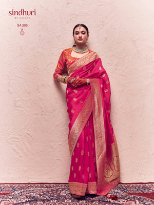 MAGENTA PINK PURE CREPE SILK SAREE