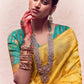 Yellow Premium Crepe Silk Saree with Golden Zari – Perfect for Haldi & Festive Occasions