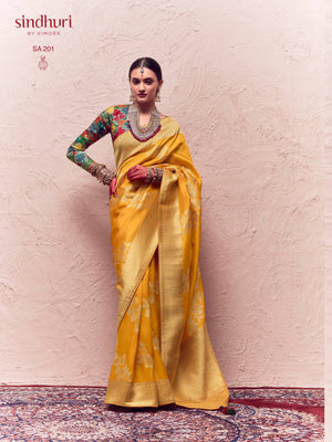 KIMORA’S FLORAL BANARASI CREPE DOLA SILK SAREE