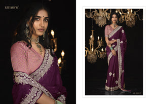 Purple Kanjivaram Silk Saree with Intricate Silver Zari Embroidery - Kimora Exclusive