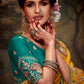 MUSTARD YELLOW DESIGNER ORGANZA SILK SAREE