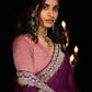 Purple Silk Saree With Intricate Silver Zari Embroidery