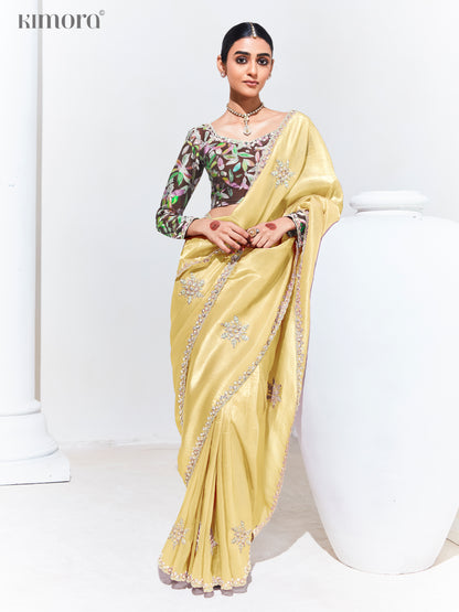 Sunshine Glow – Radiant Yellow Saree in Pure Silk for Festive Elegance