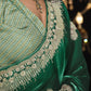 Green Kanjivaram Silk Saree with Delicate Silver Zari Embroidery - Kimora Exclusive