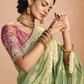 Mint Green Kanjivaram Silk Saree with Wine Embroidered Blouse – Perfect for Weddings & Festive Wear