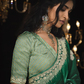 Green Kanjivaram Silk Saree with Delicate Silver Zari Embroidery - Kimora Exclusive