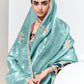 Aqua Blue Tissue Glass Silk Saree