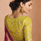 Red Kanjivaram Silk Saree with Lime Green Embroidered Blouse