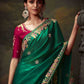 EMERALD GREEN DESIGNER ORGANZA SILK SAREE