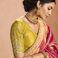 Red Kanjivaram Silk Saree with Lime Green Embroidered Blouse