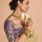 GOLD KANJIVARAM SILK SAREE WITH ROYAL PURPLE EMBROIDERED BLOUSE – TIMELESS GRACE