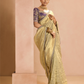 GOLD KANJIVARAM SILK SAREE WITH ROYAL PURPLE EMBROIDERED BLOUSE – TIMELESS GRACE