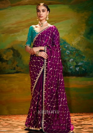 Zariya tissue silk saree in Wine