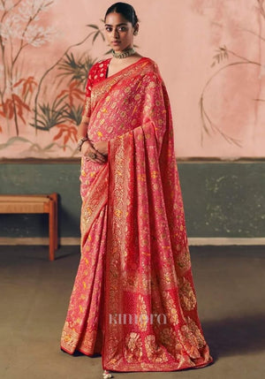 Sindhuri Khaddi Georgette Bandhej Saree In Red