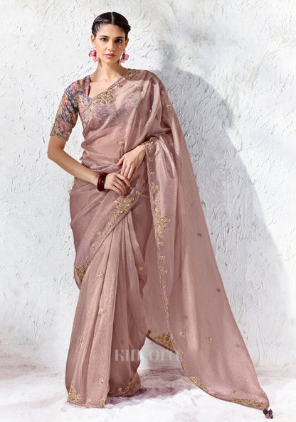 Gulnaar Dusty Rose Soft Silk Saree