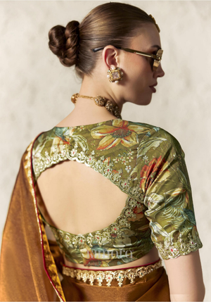 Ambara Diamond Soft Satin Saree In Brown