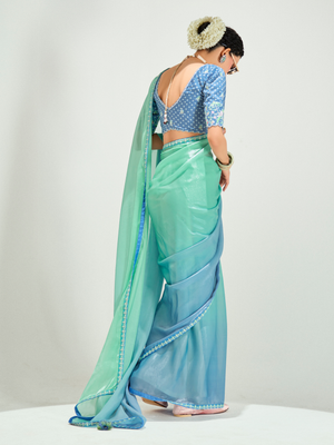 Sky Blue Shade Organza Saree