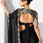 Black Fancy Silk Saree With Embroidery Border and Designer Blouse