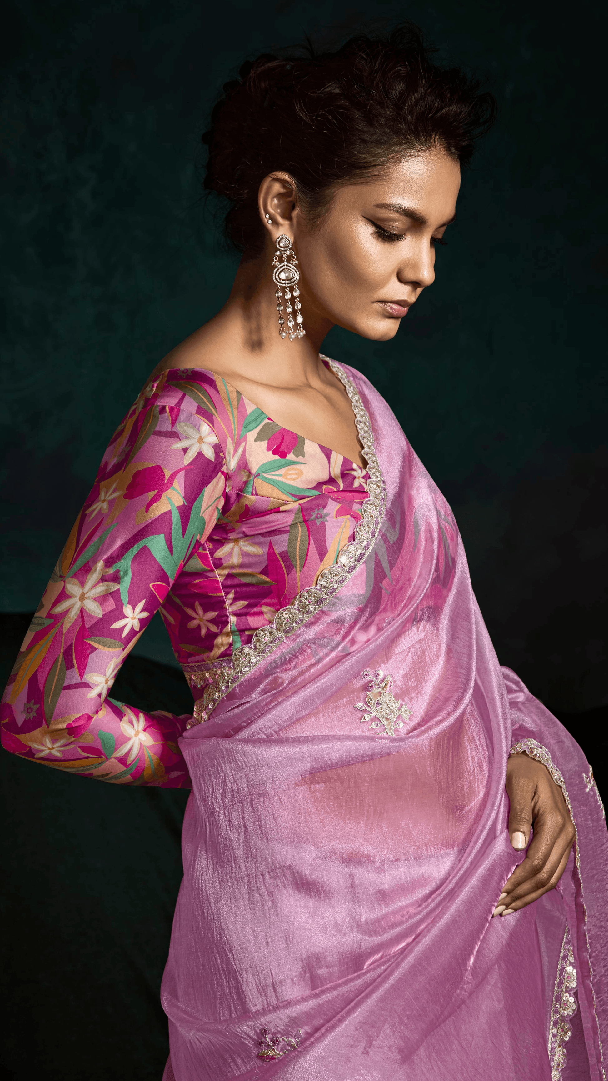PINK DESIGNER ORGANZA SAREE – A BLUSH OF ELEGANCE - Kimora.in