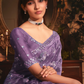 Party Wear Purple Fancy Fabric Saree with Floral Work