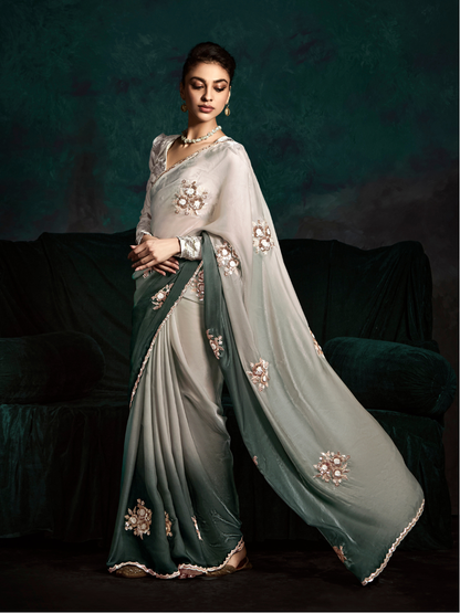 Mridvi Tissue Silk Saree In grey