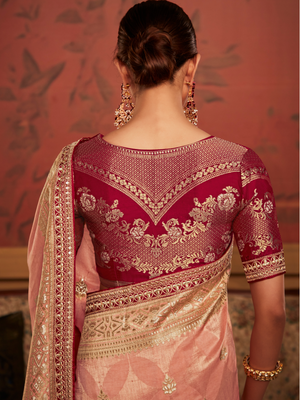 light pink silk saree