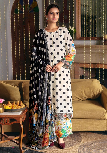 Kimora's Pure Muslin Digital Printed Black & White Rakhi Special Suit