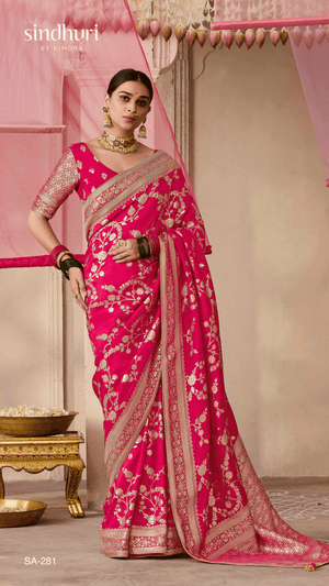 RED DOLA SILK SAREE - Kimora.in