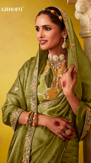 GRACEFUL OLIVE GREEN: A SAREE OF HERITAGE AND ELEGANCE
