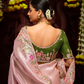 Pink Banarasi Viscose Saree with See green Blouse