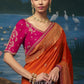 Mrinalini Weaving Handcrafted Saree In Orange