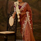 Shehnaz Shimmer Silk Heavy Border Saree in Bronze Copper