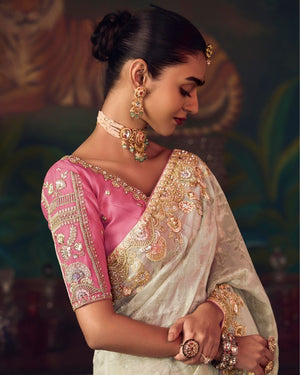 Designer Embroidered Saree with Heavy Blouse