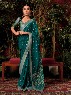 Teal Green Silk Saree By Kimora