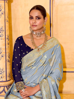 Swarna Silk Banarasi Saree In Grey