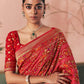 Pure Georgette Bandhani Saree with Traditional Floral Weave & Contrast Blouse