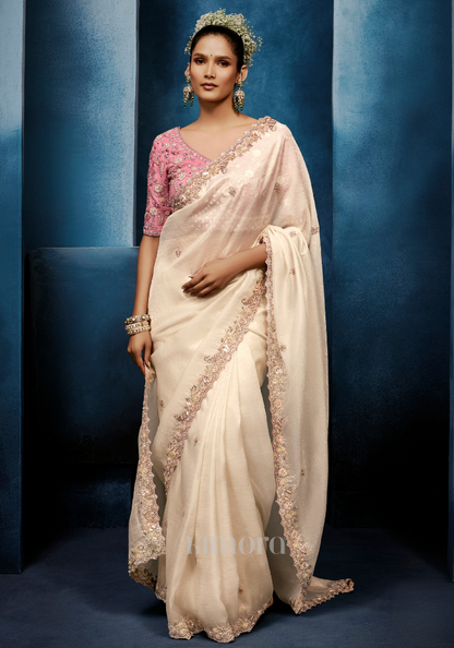 Chandrika Banarasi Tissue Silk Saree Off-White
