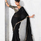 Black Fancy Silk Saree With Embroidery Border and Designer Blouse