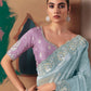 Light Blue Fancy Fabric Saree with Thread & Sequin Work and Lavender Blouse