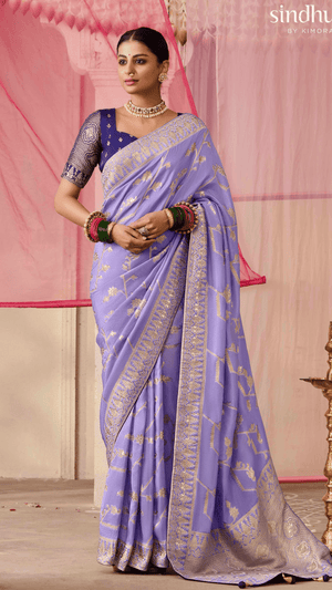 LAVENDER DOLA SILK SAREE - Kimora.in