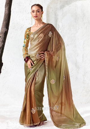 Mayura Olive Bronze Ombre Soft Silk Saree