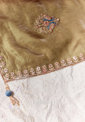 Mayura Olive Bronze Ombre Soft Silk Saree