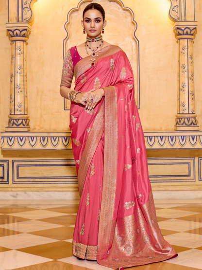 Rosika Silk Banarasi Saree In Pink