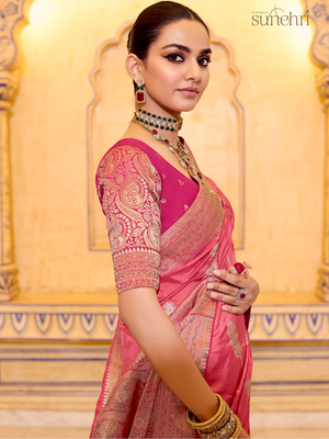 Rosika Silk Banarasi Saree In Pink