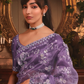 Party Wear Purple Fancy Fabric Saree with Floral Work