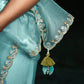 ICE BLUE DESIGNER ORGANZA SAREE- A VISION OF TRANQUIL BEAUTY